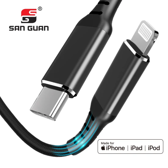 卸売マイクロ USB C ライトニング ケーブル Mfi 認定 3FT 6FT ナイロン編組 60W 急速充電器データ ケーブル iPhone PRO/Airpods 認定工場